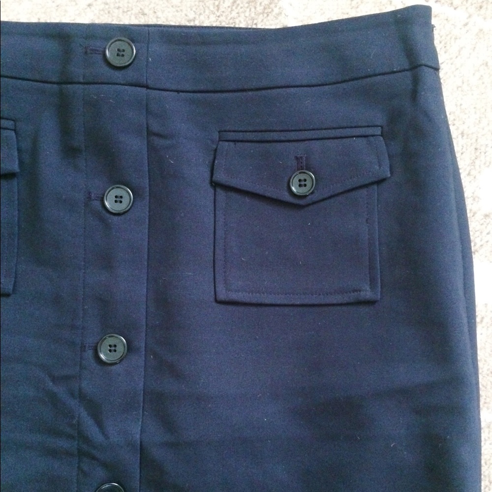 Ann Taylor Navy Button Front Pencil Skirt - Picture 3 of 5